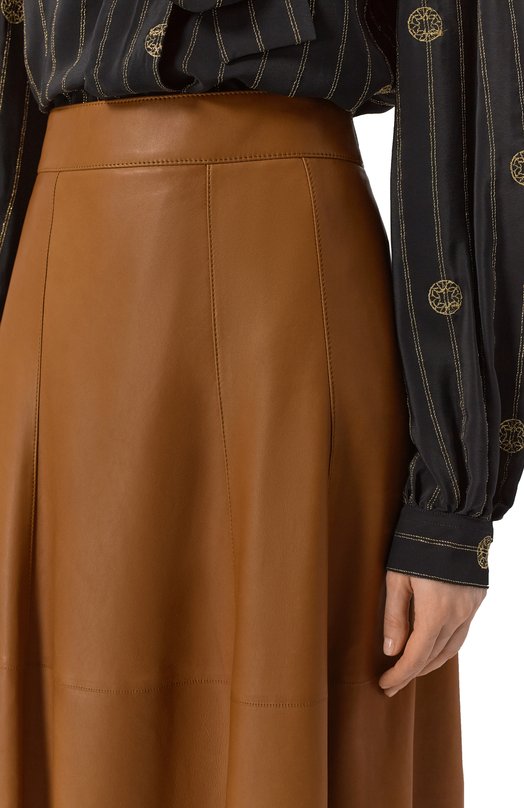 Кожаная юбка Saint Laurent 815238/Y50A2 Коричневый  815238/Y50A2 Фото 5