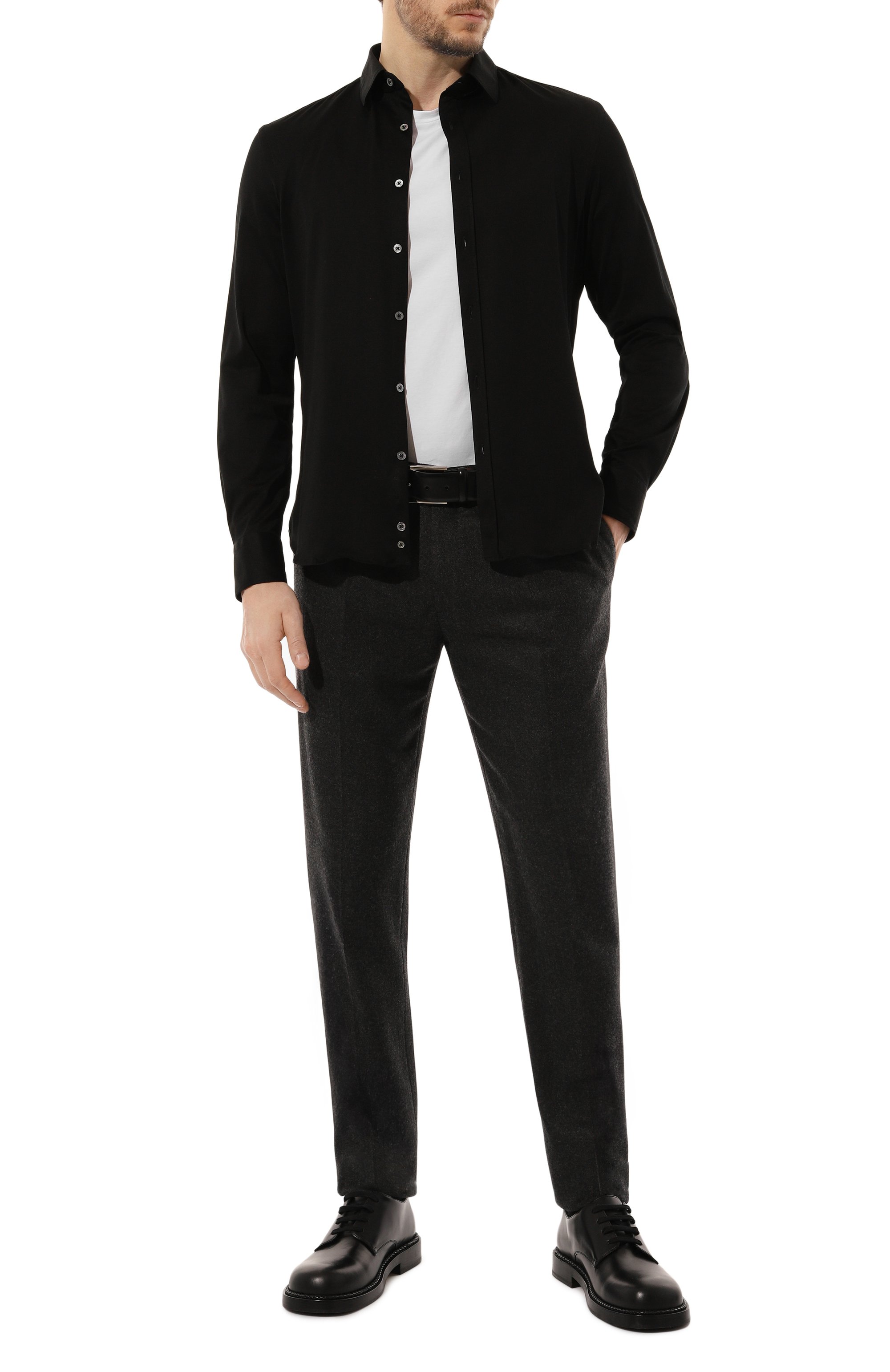 Хлопковая рубашка CANALI черного цвета по цене 33600 руб., арт. CSL7077/GN02310, фото 2 Хлопковая рубашка CANALI, арт. CSL7077/GN02310, фото 2