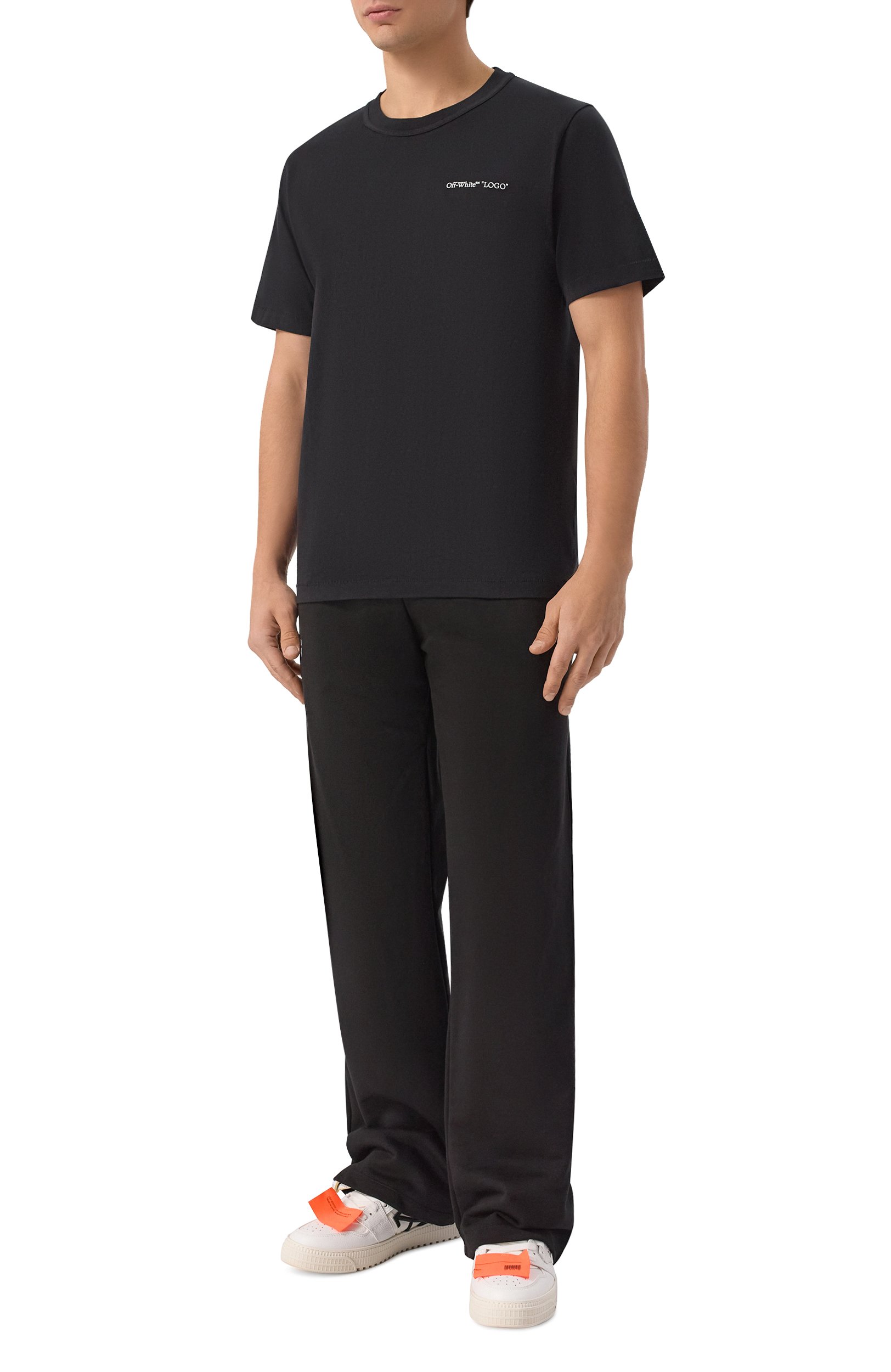 Хлопковая футболка OFF-WHITE черного цвета по цене 27900 руб., арт. 0MAA16MF26JER00L0, фото 2 Хлопковая футболка OFF-WHITE, арт. 0MAA16MF26JER00L0, фото 2