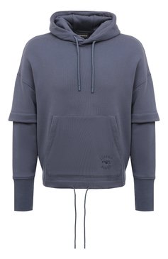 Мужской хлопковое худи EMPORIO ARMANI синего цвета, арт. 6R1MBX/1JWPZ | Фото 1 (Рукава: Длинные; Принт: Без принта; Длина (для топов): Стандартные; Мужское Кросс-КТ: Худи-одежда; Материал сплава: Проставлено; Материал внешний: Хлопок; Стили: Спорт-шик; Драгоценные камни: Проставлено)