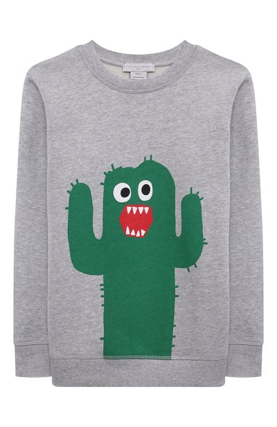 Хлопковый свитшот STELLA MCCARTNEY серого цвета по цене 8650 руб., арт. 8Q4ME0, фото 1 Хлопковый свитшот STELLA MCCARTNEY, арт. 8Q4ME0, фото 1