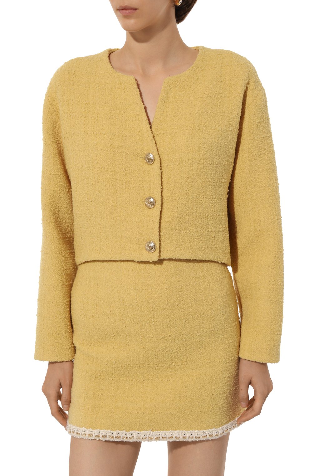 Шерстяной жакет OLOLOL желтого цвета по цене 54000 руб., арт. OLJT015/2810.807/W25, фото 3 Шерстяной жакет OLOLOL, арт. OLJT015/2810.807/W25, фото 3