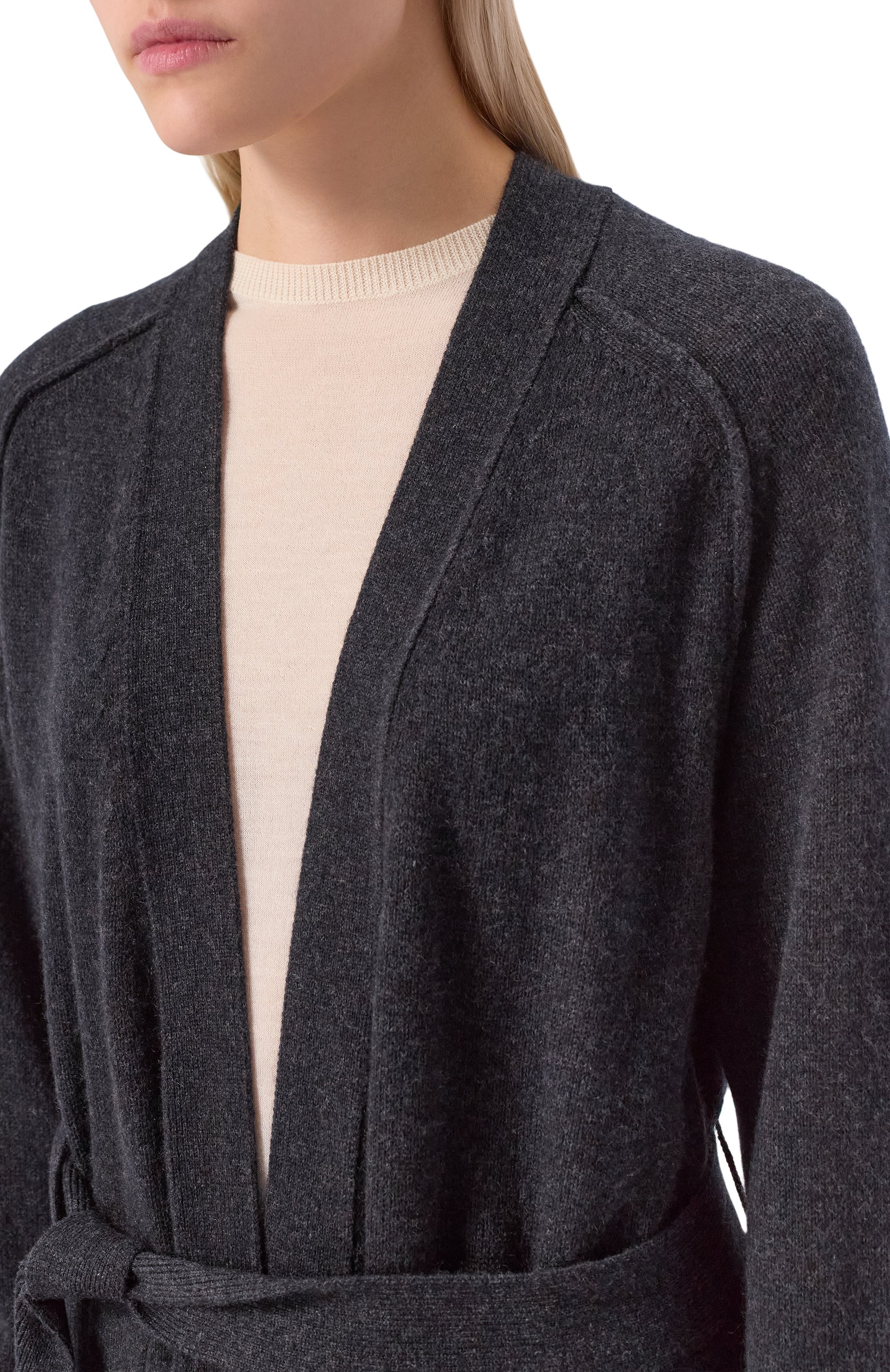 Кардиган из шерсти и кашемира BOSS темно-серого цвета по цене 47950 руб., арт. 50550488, фото 5 Кардиган из шерсти и кашемира BOSS, арт. 50550488, фото 5