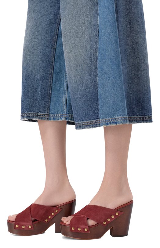 Замшевые сабо Marisol Paris Texas PX1989/XV003 Бордовый  PX1989/XV003 Фото 2