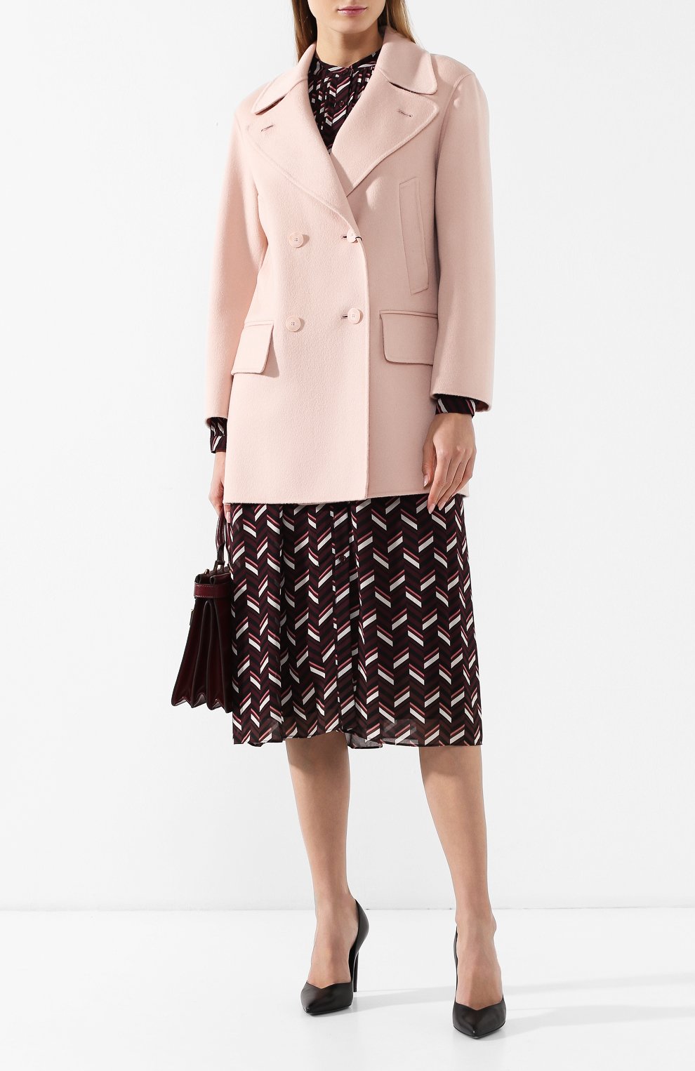 Кашемировое пальто EMPORIO ARMANI светло-розового цвета по цене 217500 руб., арт. 2NB34T/29940, фото 2 Кашемировое пальто EMPORIO ARMANI, арт. 2NB34T/29940, фото 2