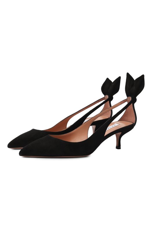 Замшевые туфли Bow Tie 50 Aquazzura DENMIDP2/SUE Чёрный DENMIDP2/SUE
