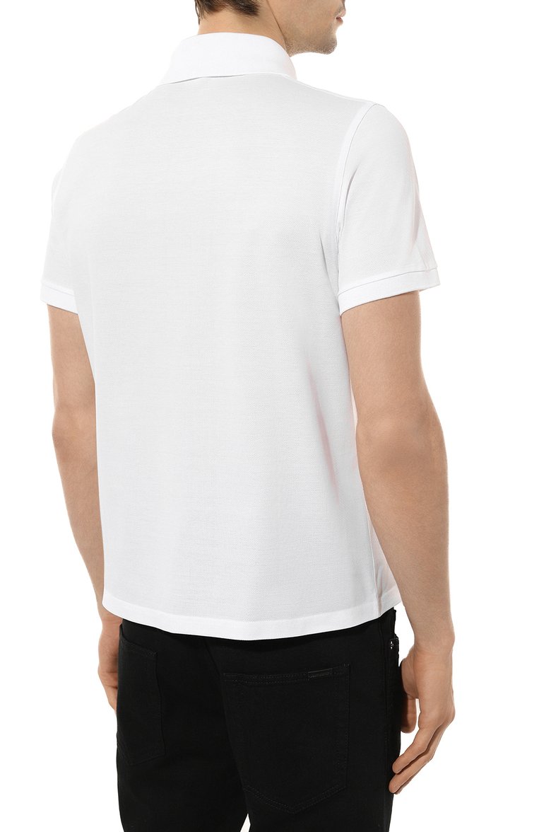 Мужское хлопковое поло SAINT LAURENT белого цвета, арт. 712300/YB20C | Фото 4 (Длина (для топов): Стандартные; Рукава: Короткие; Материал внешний: Хлопок; Застежка: Пуговицы; Стили: Кэжуэл; Принт: Без принта; Мужское Кросс-КТ: Футболка-одежда; Автоматизация состава: Проставлено; Автоматизация ТО: Проставлено)