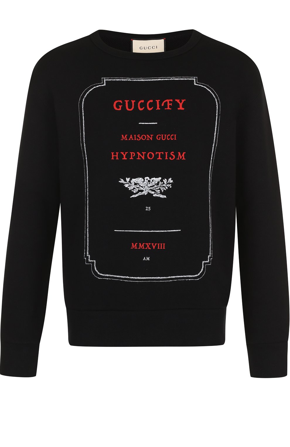 Хлопковый свитшот с принтом GUCCI черного цвета по цене 69900 руб., арт. 475532/X3N46, фото 1 Хлопковый свитшот с принтом GUCCI, арт. 475532/X3N46, фото 1