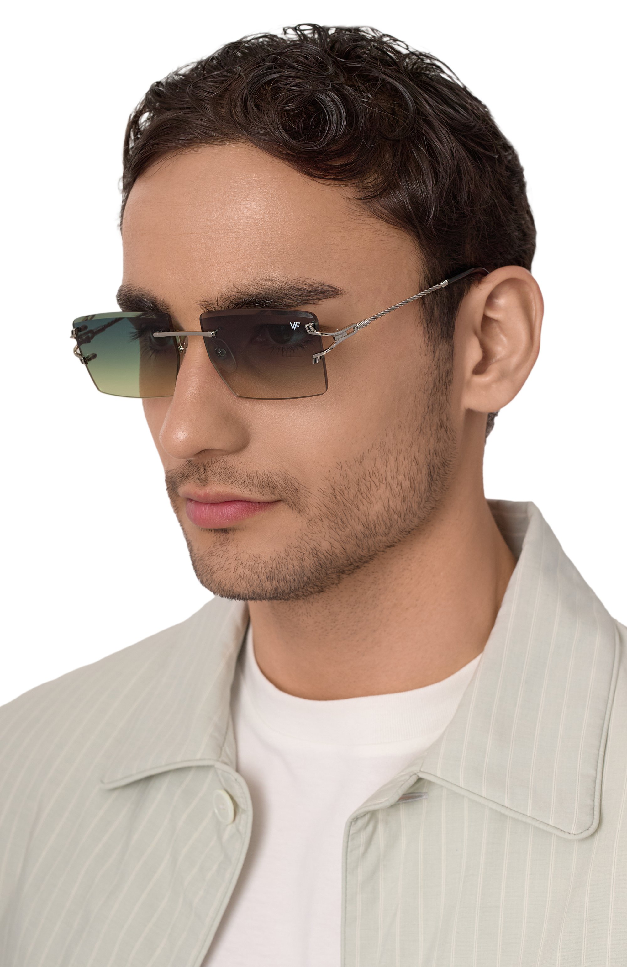 Солнцезащитные очки VINTAGE FRAMES, арт. IC0N WHITE G0LD/GREEN YELL0W, фото 2