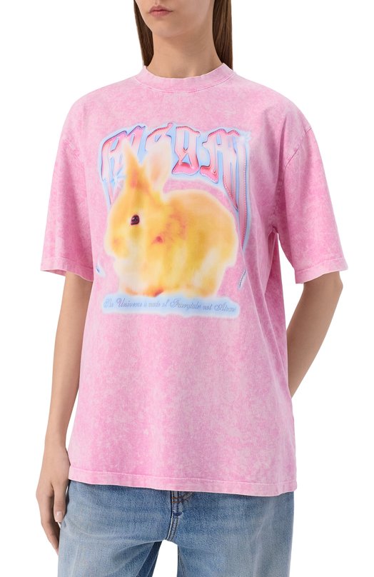 Хлопковая футболка MSGM 3941MDM106SE/257589 Розовый  3941MDM106SE/257589 Фото 3