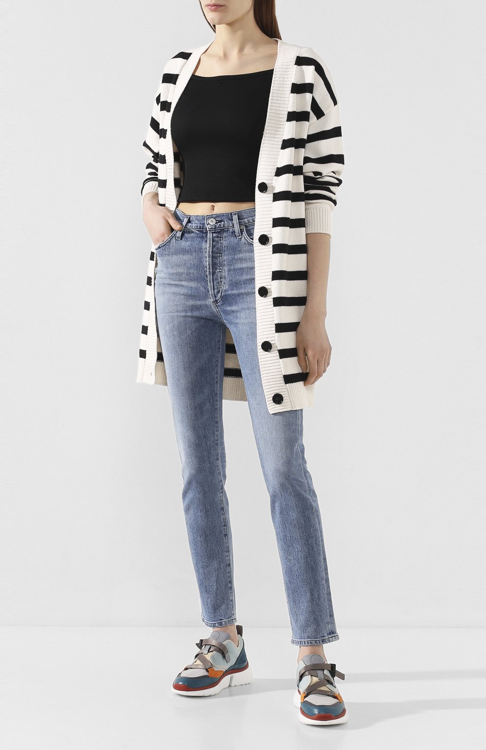 Кардиган MSGM черно-белого цвета по цене 39950 руб., арт. 2841MDM143 207295, фото 2 Кардиган MSGM, арт. 2841MDM143 207295, фото 2