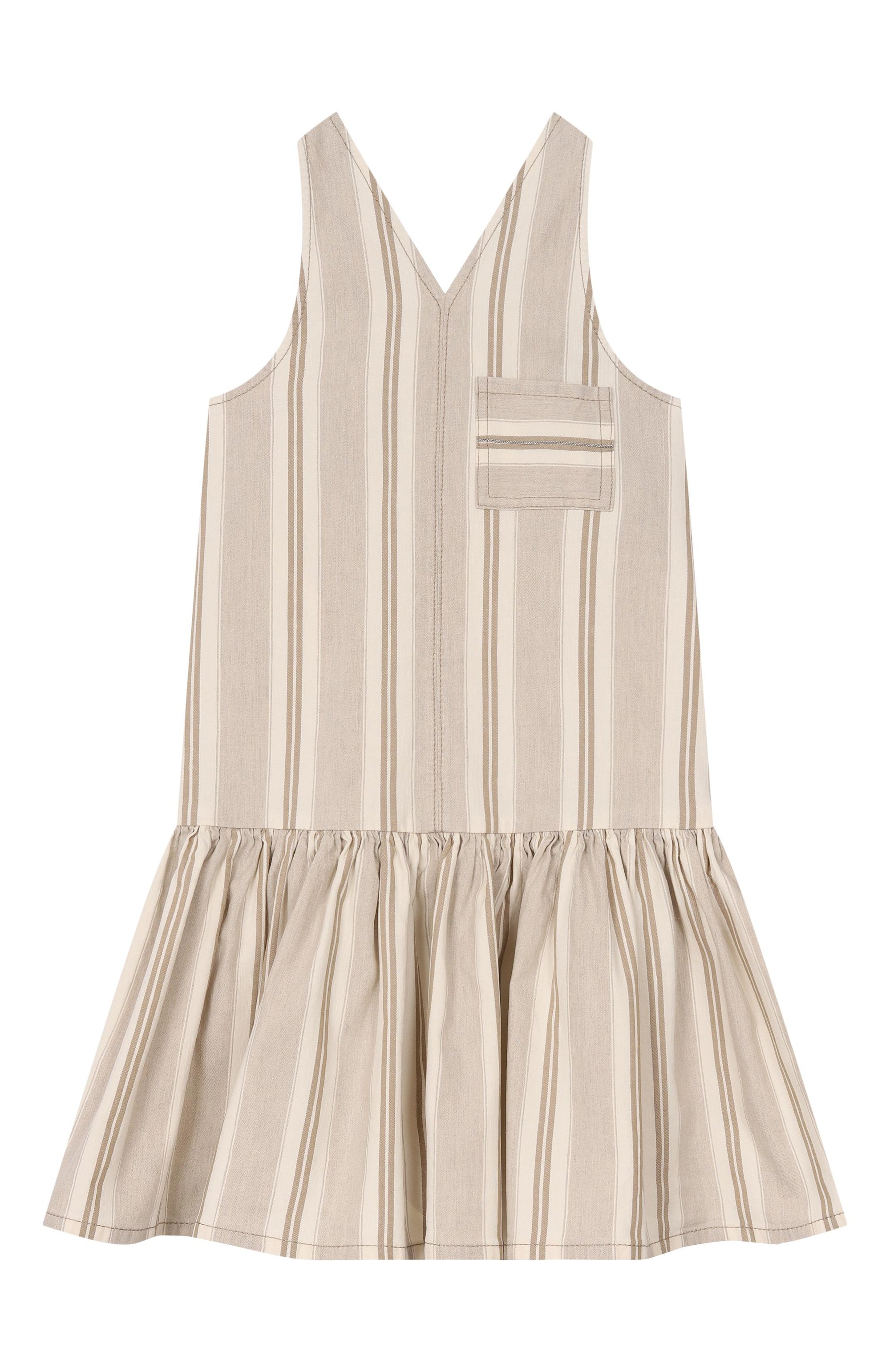 Сарафан из хлопка и льна BRUNELLO CUCINELLI бежевого цвета по цене 66300 руб., арт. BL106A330C, фото 1 Сарафан из хлопка и льна BRUNELLO CUCINELLI, арт. BL106A330C, фото 1