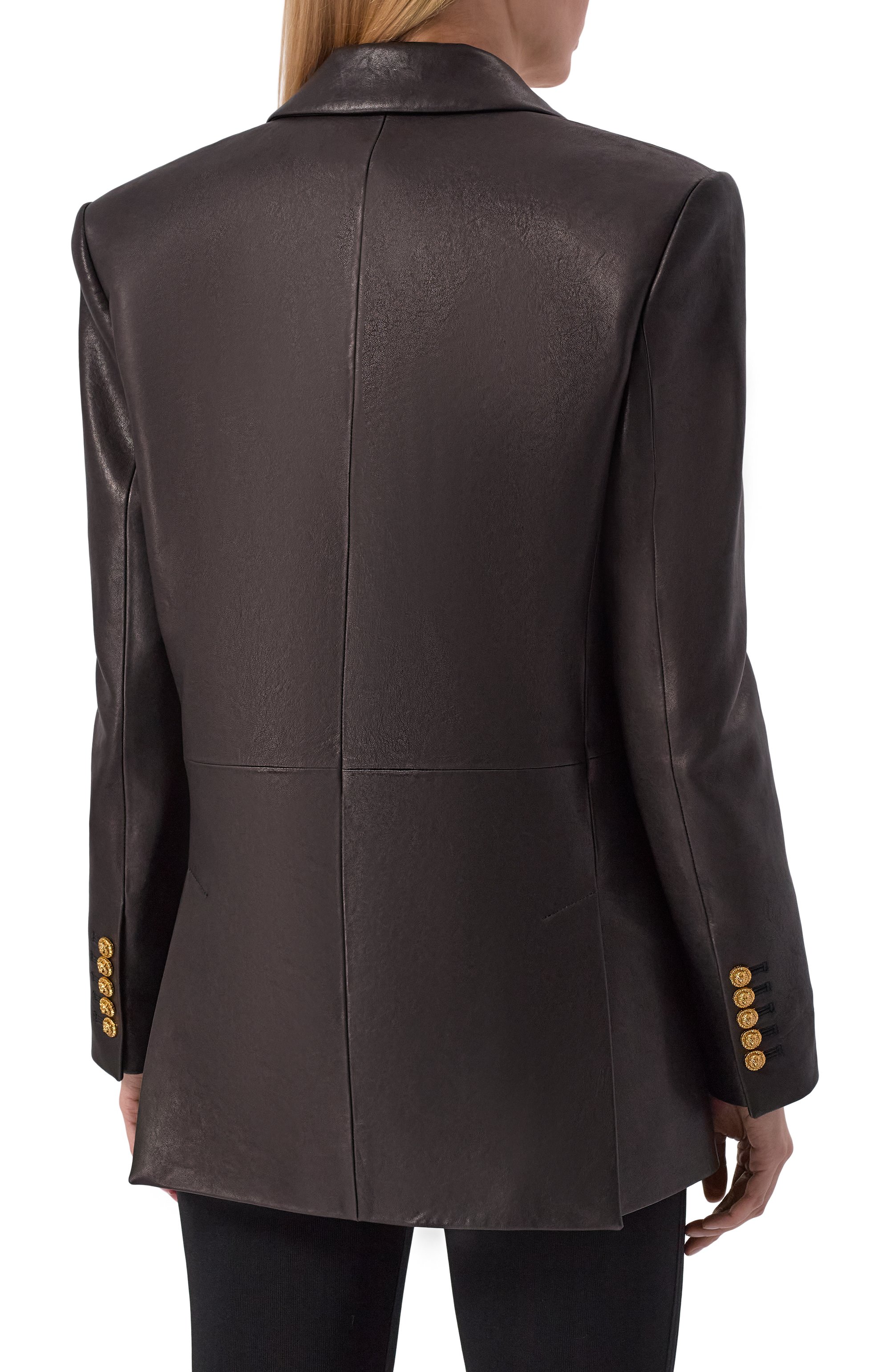 Кожаный жакет BALMAIN черного цвета по цене 594000 руб., арт. GF1SE182/LE04, фото 4 Кожаный жакет BALMAIN, арт. GF1SE182/LE04, фото 4