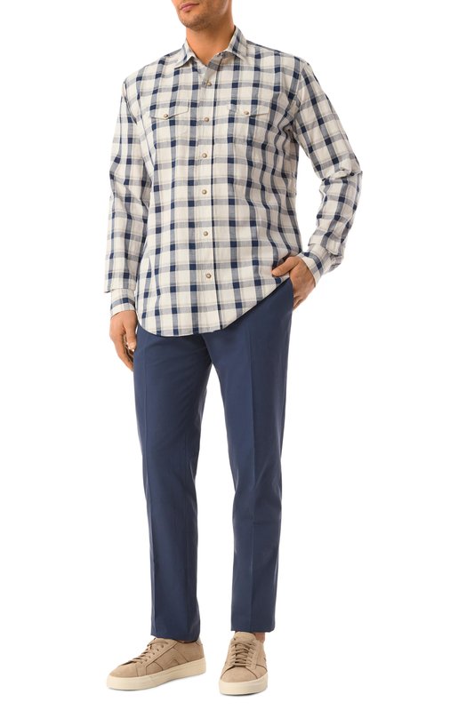 Хлопковые брюки Canali 71019/AV05528/60 Синий  71019/AV05528/60 Фото 2