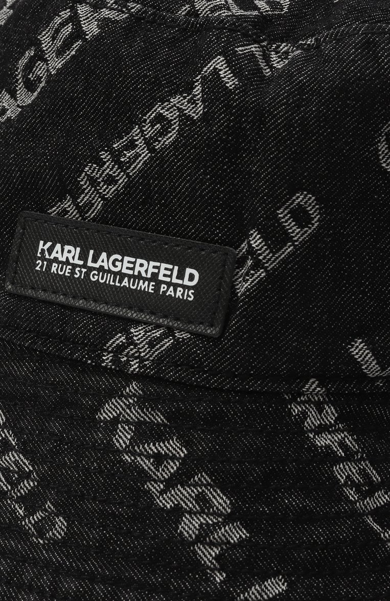 Детская джинсовая панама KARL LAGERFELD KIDS темно-серого цвета, арт. Z30399 | Фото 3 (Материал: Хлопок, Текстиль, Деним; Нос: Не проставлено; Автоматизация состава: Проставлено)