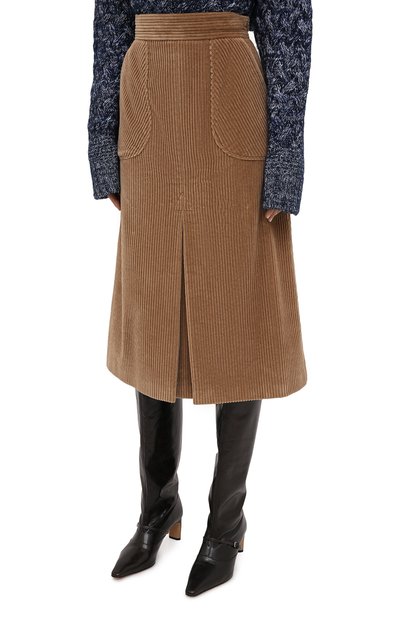 Вельветовая юбка DOLCE & GABBANA светло-коричневого цвета по цене 97500 руб., арт. F4BX3T/FUWC5, фото 3 Вельветовая юбка DOLCE & GABBANA, арт. F4BX3T/FUWC5, фото 3