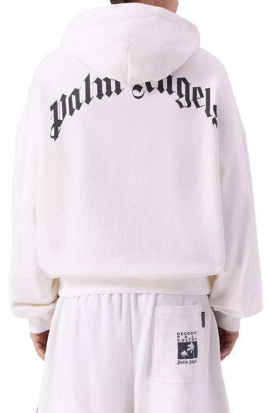 Хлопковое худи Palm Angels PMBB17EF25FLE004 Белый  PMBB17EF25FLE004 Фото 4