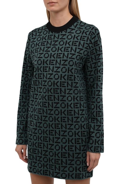 Платье KENZO хаки цвета по цене 35750 руб., арт. FB62R06363SC, фото 3 Платье KENZO, арт. FB62R06363SC, фото 3