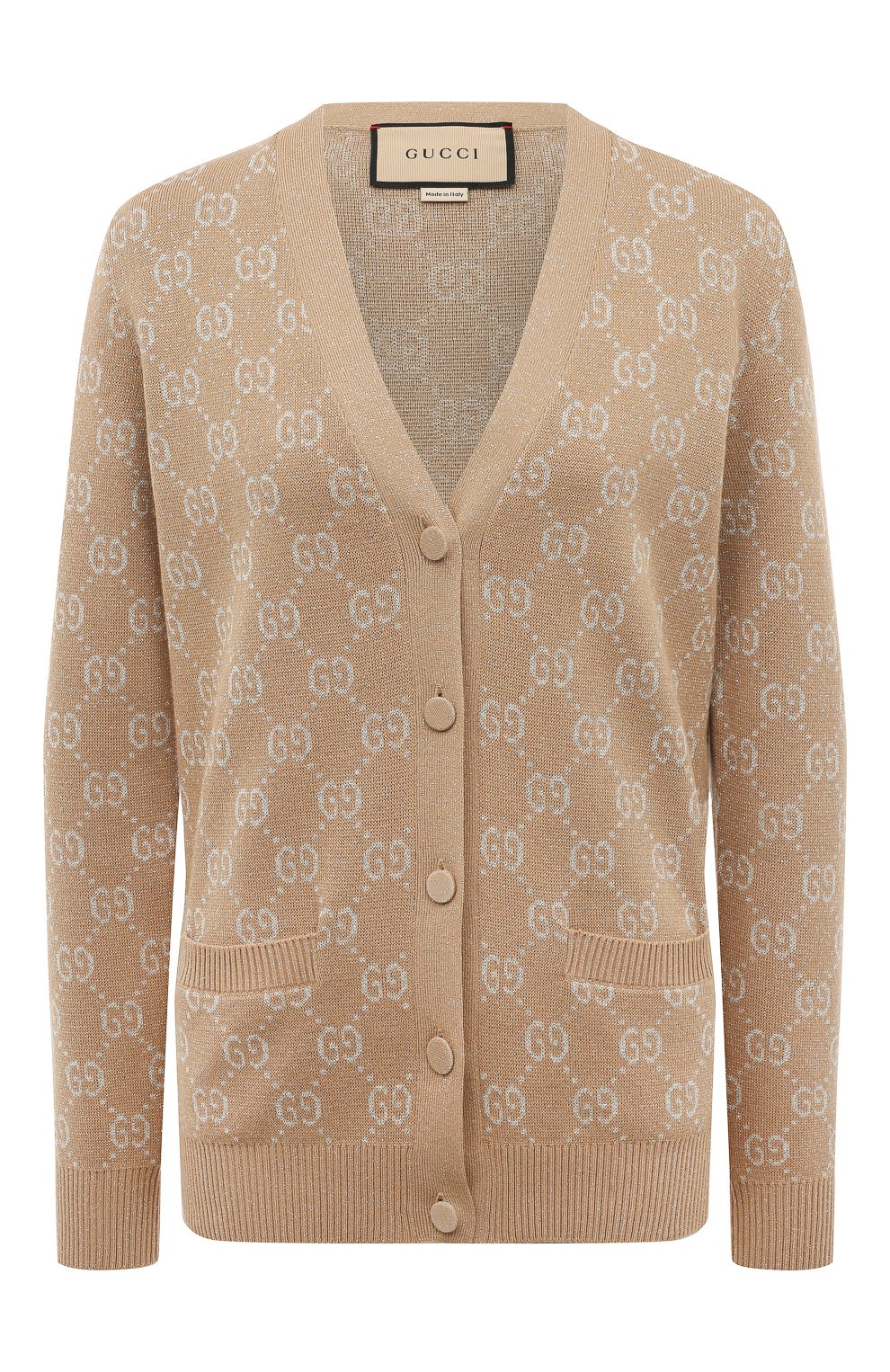 Хлопковый кардиган GUCCI бежевого цвета по цене 172800 руб., арт. 678434 XKB54, фото 1 Хлопковый кардиган GUCCI, арт. 678434 XKB54, фото 1