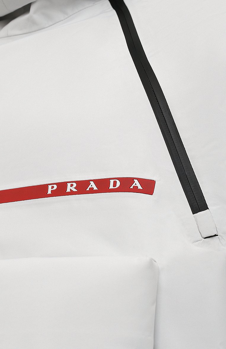 Мужская утепленный анорак PRADA белого цвета, арт. SGB799-1ZIW-F0K74-202 | Фото 5 (Рукава: Длинные; Длина (верхняя одежда): Короткие; Материал внешний: Синтетический материал; Кросс-КТ: другое, Куртка; Стили: Спорт-шик)