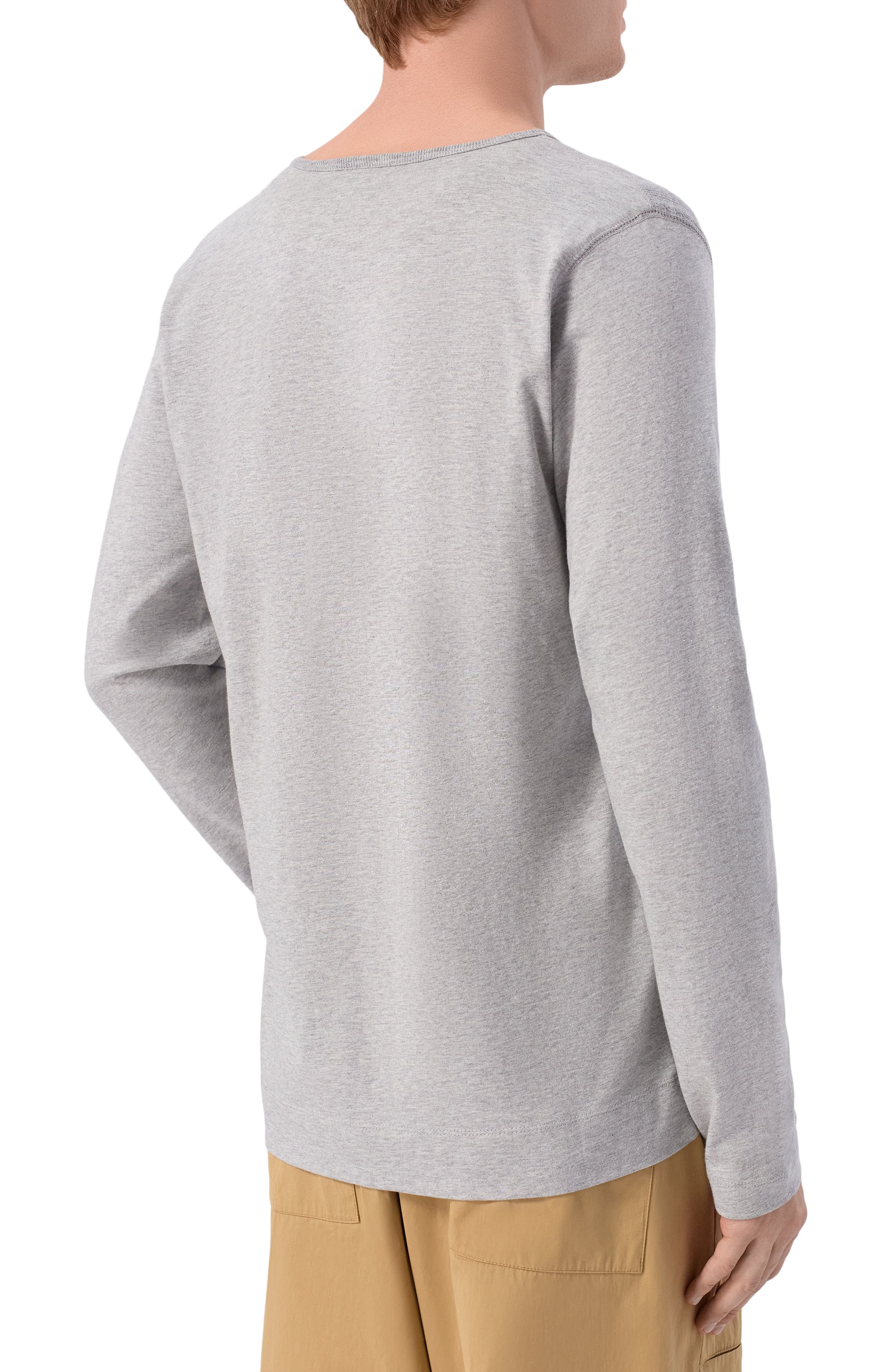 Хлопковый лонгслив-хенли DRIES VAN NOTEN серого цвета по цене 42850 руб., арт. 021121/3136, фото 4 Хлопковый лонгслив-хенли DRIES VAN NOTEN, арт. 021121/3136, фото 4