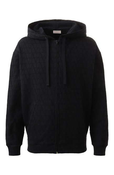 Мужской хлопковая толстовка VALENTINO темно-синего цвета, арт. 5V3MF27K9VU | Фото 1 (Длина (для топов): Стандартные; Материал сплава: Проставлено; Драгоценные камни: Проставлено; Рукава: Длинные)