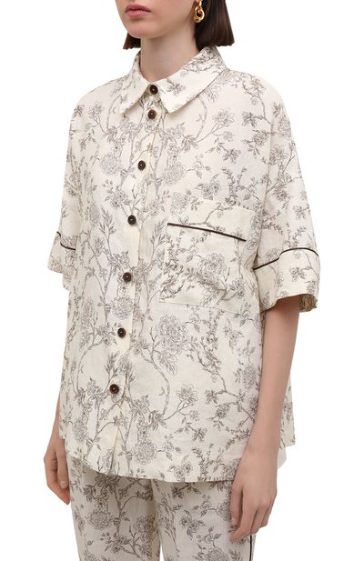 Льняная рубашка ERIKA CAVALLINI кремового цвета по цене 43500 руб., арт. S2/P/P2S010, фото 3 Льняная рубашка ERIKA CAVALLINI, арт. S2/P/P2S010, фото 3