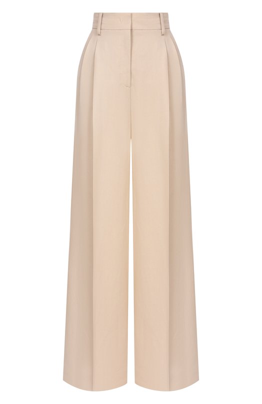Брюки из вискозы и льна Weekend Max Mara WKDVELIER0 Кремовый WKDVELIER0