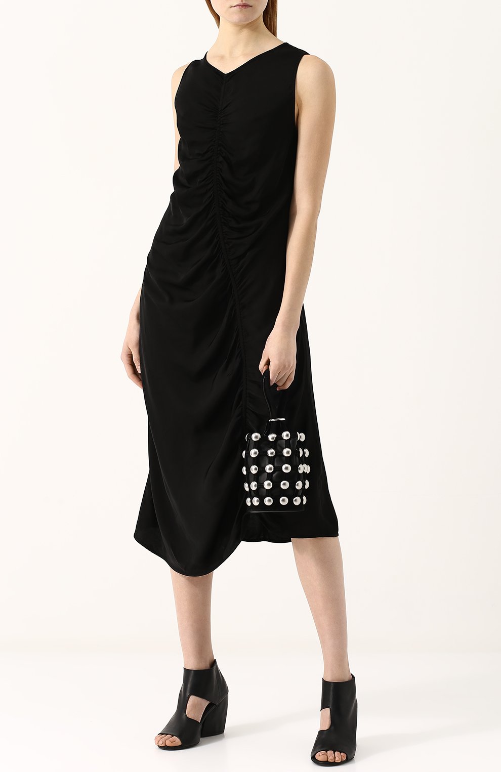 Платье-миди из смеси вискозы и хлопка с драпировкой RAQUEL ALLEGRA, арт. Y76-6739, фото 2