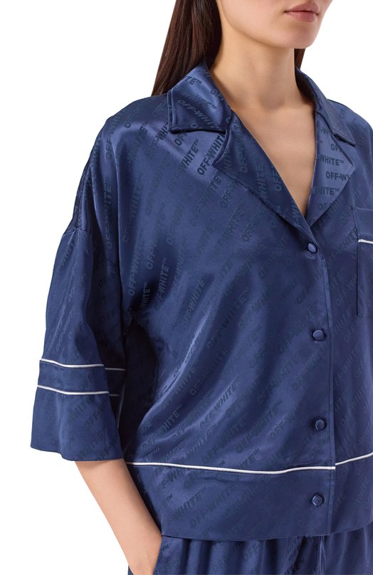 Атласная блузка Off-White 0WGG008F25FAB001 Синий  0WGG008F25FAB001 Фото 5