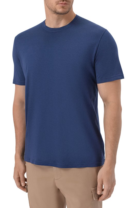 Футболка из хлопка и кашемира Kiton UMK0872 Синий  UMK0872 Фото 3