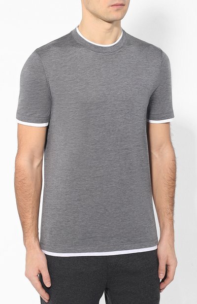 Футболка из шелка и хлопка BRUNELLO CUCINELLI, арт. MTS467427, фото 3