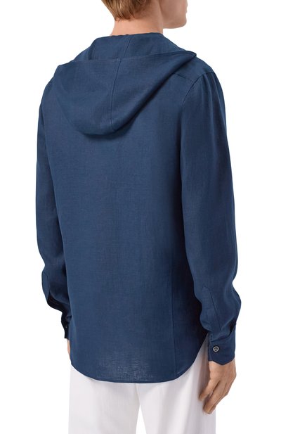 Льняная рубашка KITON темно-синего цвета по цене 79950 руб., арт. UMCMARH09690, фото 4 Льняная рубашка KITON, арт. UMCMARH09690, фото 4