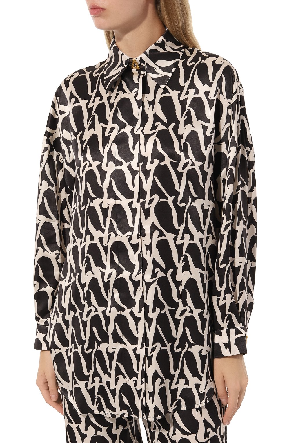 Рубашка из вискозы и шелка AERON черно-белого цвета по цене 69950 руб., арт. SH138/974, фото 3 Рубашка из вискозы и шелка AERON, арт. SH138/974, фото 3