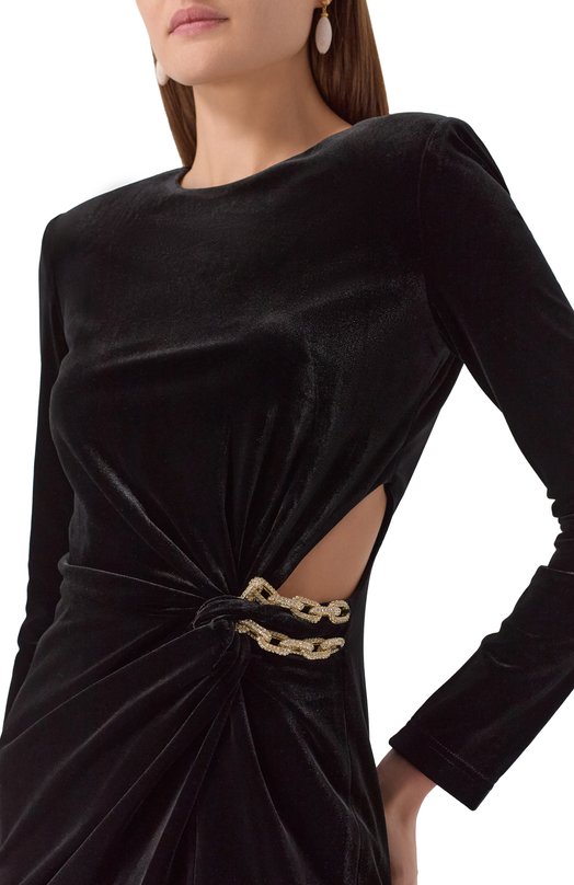 Бархатное платье self-portrait AW25128SB Чёрный  AW25128SB Фото 4