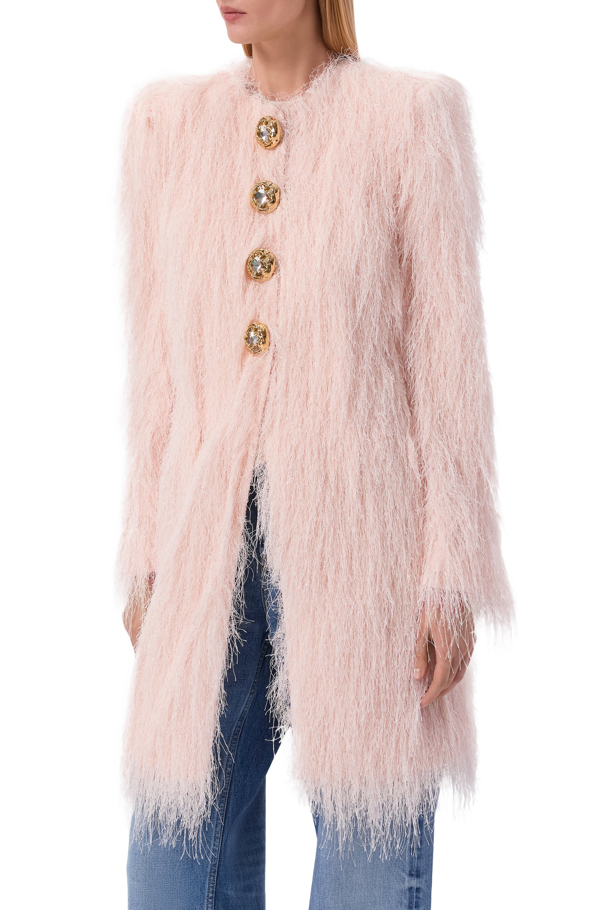 Пальто BALMAIN светло-розового цвета по цене 525500 руб., арт. GF1UE140/JL27, фото 3 Пальто BALMAIN, арт. GF1UE140/JL27, фото 3