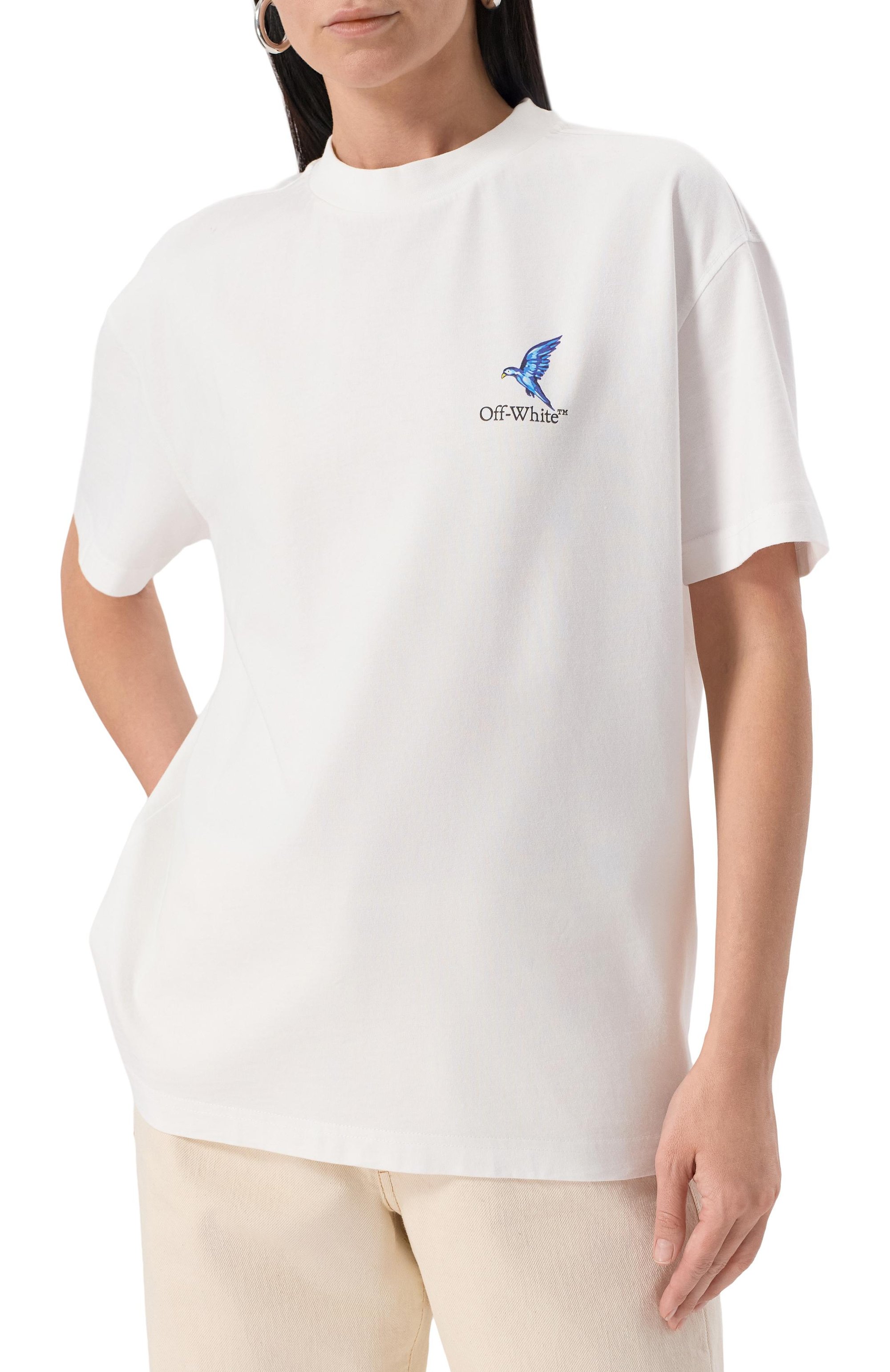 Хлопковая футболка OFF-WHITE белого цвета по цене 49950 руб., арт. 0WAA089S25JER0040110, фото 3 Хлопковая футболка OFF-WHITE, арт. 0WAA089S25JER0040110, фото 3