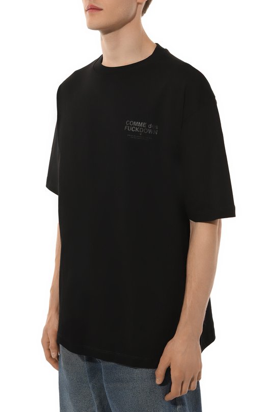 Хлопковая футболка Comme des Fuckdown CFABM01327 Чёрный  CFABM01327 Фото 3