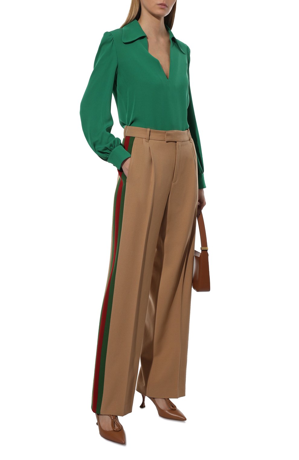 Шерстяные брюки GUCCI бежевого цвета по цене 146000 руб., арт. 669345/ZAH12, фото 2 Шерстяные брюки GUCCI, арт. 669345/ZAH12, фото 2