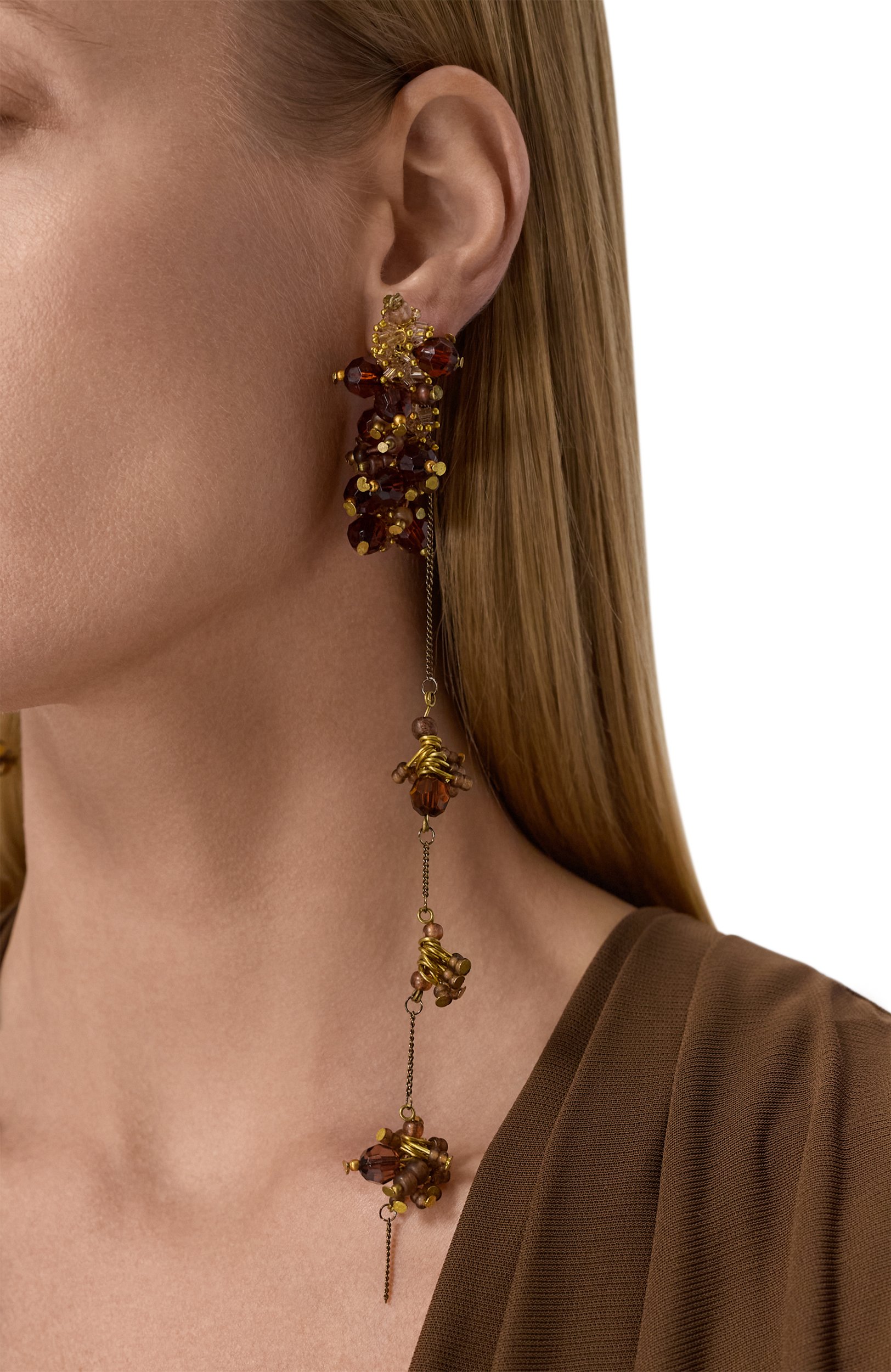 Серьги DRIES VAN NOTEN коричневого цвета по цене 39950 руб., арт. 242-018228-052/G0LD, фото 2 Серьги DRIES VAN NOTEN, арт. 242-018228-052/G0LD, фото 2