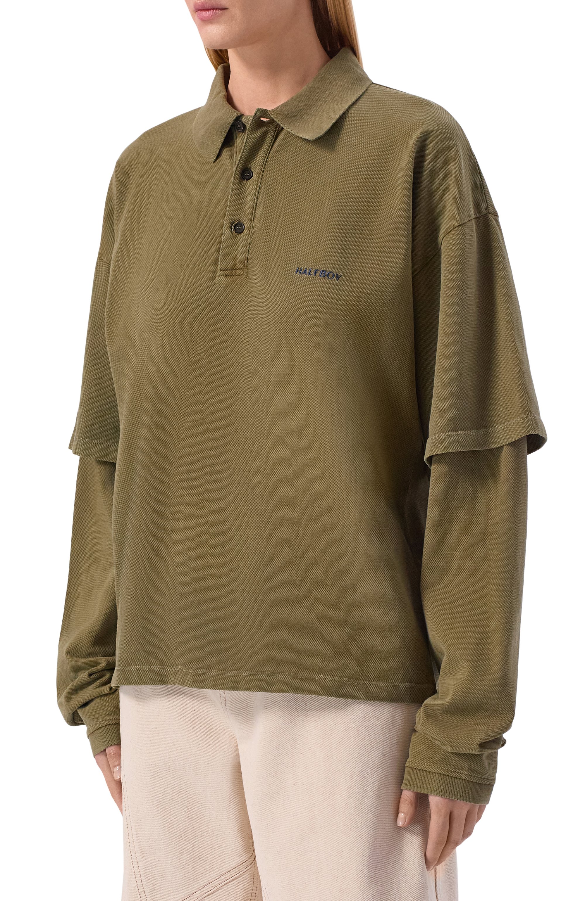 Хлопковое поло HALFBOY, арт. HS261WT003 PK002/L0NGSLEEVE P0L0, фото 3