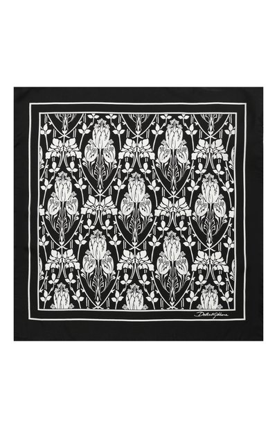 Шелковый платок DOLCE & GABBANA черно-белого цвета по цене 15600 руб., арт. GR412E/G0WKK, фото 3 Шелковый платок DOLCE & GABBANA, арт. GR412E/G0WKK, фото 3