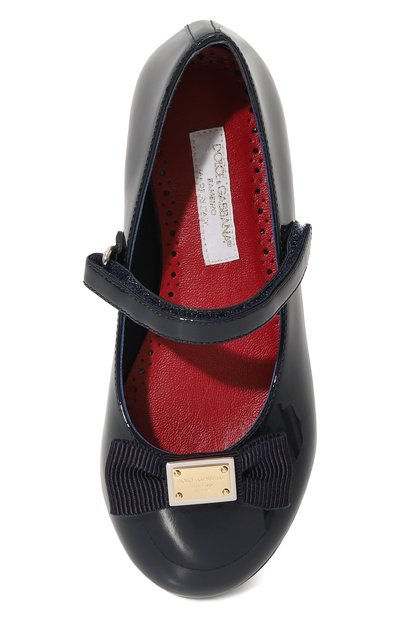 Кожаные балетки DOLCE & GABBANA темно-синего цвета по цене 39550 руб., арт. D11193/A5291/29-36, фото 4 Кожаные балетки DOLCE & GABBANA, арт. D11193/A5291/29-36, фото 4