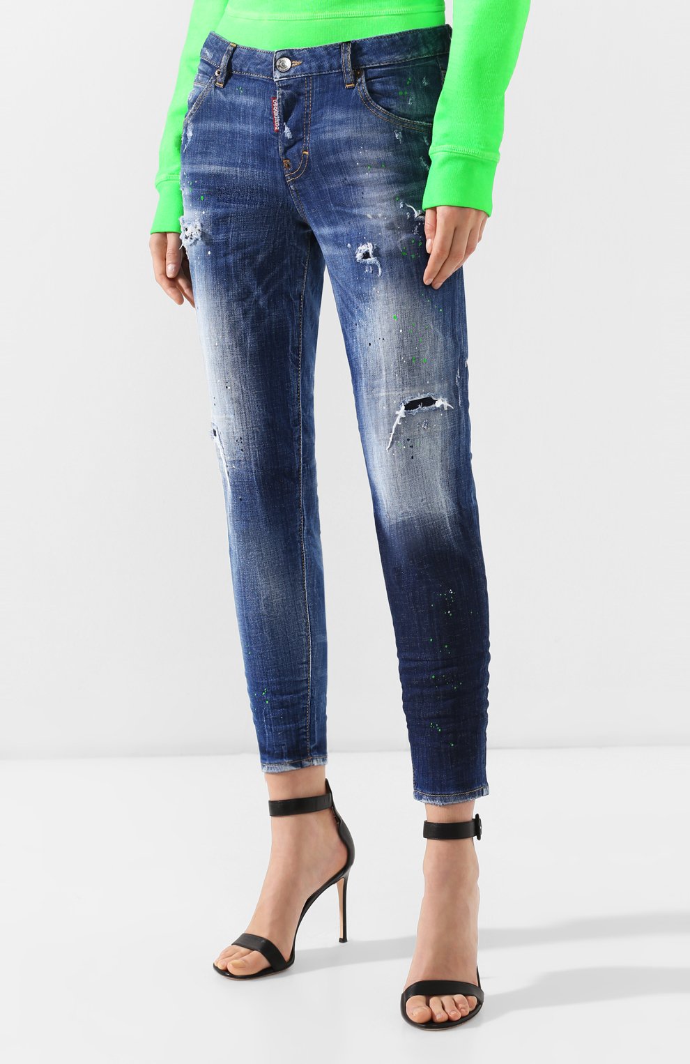 Джинсы c потертостями DSQUARED2 синего цвета по цене 58400 руб., арт. S75LB0093/S30342, фото 3 Джинсы c потертостями DSQUARED2, арт. S75LB0093/S30342, фото 3