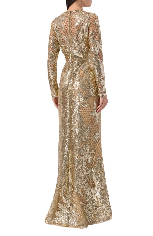 Платье с отделкой пайетками Elie Saab D0407NF25/YA047 Бежевый  D0407NF25/YA047 Фото 3