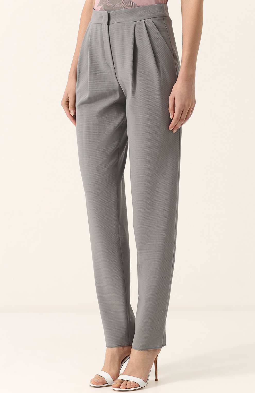 Однотонные шерстяные брюки с защипами GIORGIO ARMANI, арт. WAP57T/WA527, фото 3