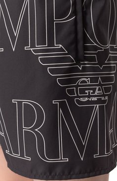 Мужские плавки-шорты EMPORIO ARMANI черного цвета, арт. EM000583/AF12326 | Фото 4 (Материал сплава: Проставлено; Нос: Не проставлено; Мужское Кросс-КТ: плавки-шорты; Принт: С принтом; Материал внешний: Синтетический материал)