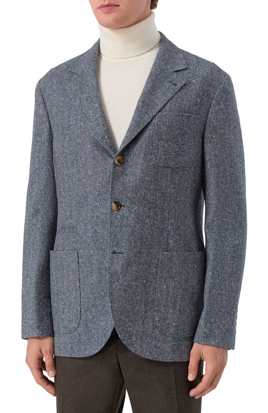 Пиджак из шерсти и кашемира Brunello Cucinelli MV4177BND Синий  MV4177BND Фото 4