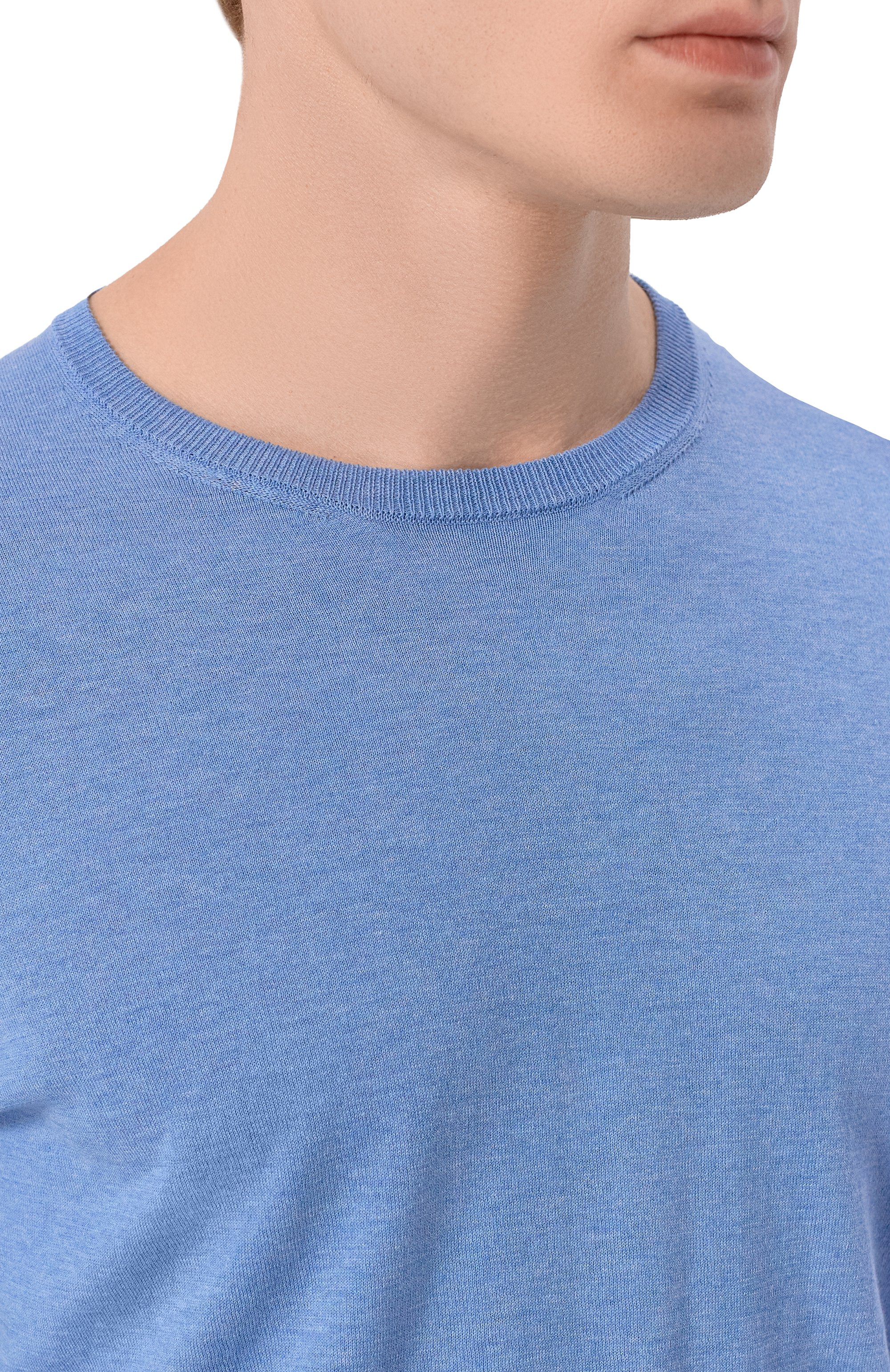 Хлопковый джемпер ANDREA CAMPAGNA голубого цвета по цене 28500 руб., арт. M5426-8055, фото 5 Хлопковый джемпер ANDREA CAMPAGNA, арт. M5426-8055, фото 5