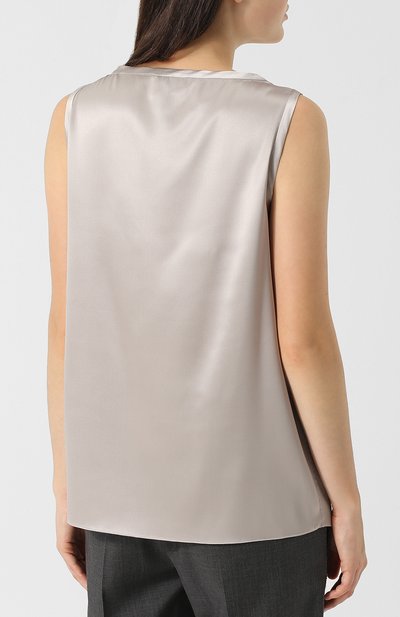 Однотонный шелковый топ с v-образным вырезом BRUNELLO CUCINELLI, арт. M0C59E0612, фото 4